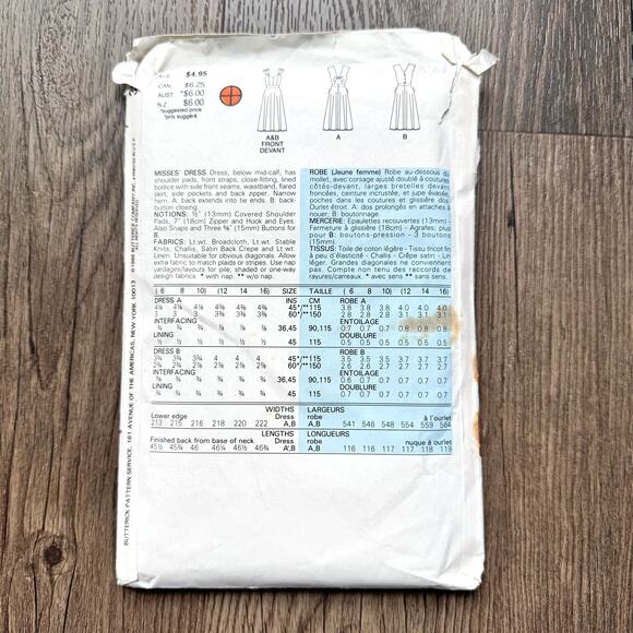 UNCUT Vintage 1980s Butterick 3848 Sewing Pattern Size XXS-XS Womens Midi Dress - Picture 2 of 3